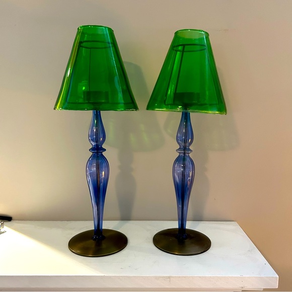 BUNDLE - Set of 2 - Unique Vintage Tea Light Candle holder’s Lovely Colours - Picture 1 of 15